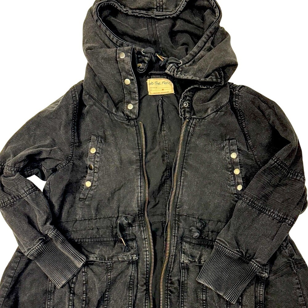 FP Movement by Free People Dark Gray Hooded Jean Jacket - Picture 3 of 15